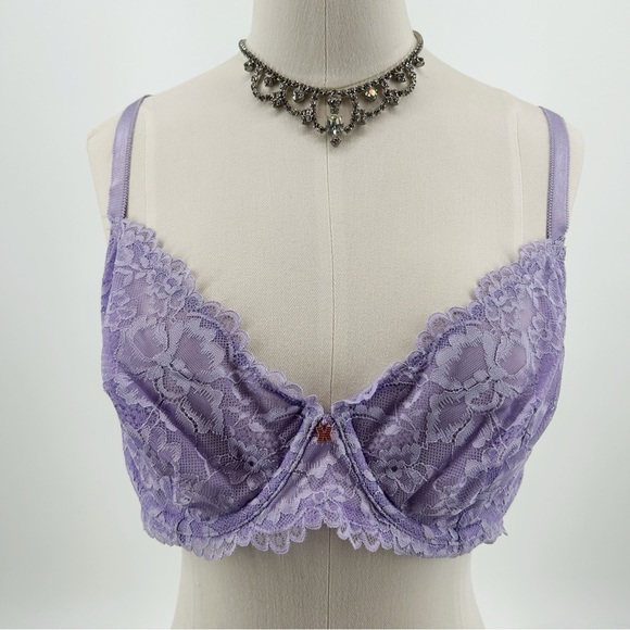 Savage X Fenty Other - NWT Savage x Fenty Lavender Purple Lace Overlay Underwire Unlined Bra Size 38C